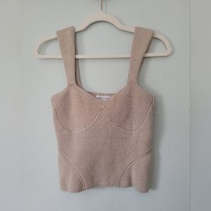Modern Citizen Ribbed Knit Tank in Dusty Blush/Cream Medium